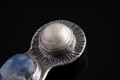 Blue Moonstone & South Sea Pearl Sterling Silver Pendant: Venus Figurine Jewelry