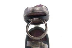 Raw Ruby Ring 925 Sterling Silver Adjustable Ring Chunky Natural Ruby Textured Band July Birthstone Jewelry Gift