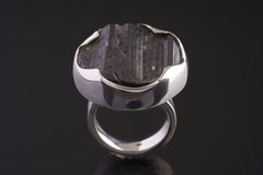 Black Tourmaline Ring 925 Sterling Silver Adjustable Waved Bezel Root Chakra Protection Grounding Gift