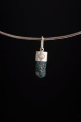 Apatite & South Sea Pearl Pendant: Brushed Sterling Silver Neckpiece