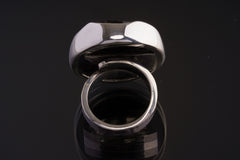 Black Tourmaline Ring 925 Sterling Silver Adjustable Waved Bezel Root Chakra Protection Grounding Gift