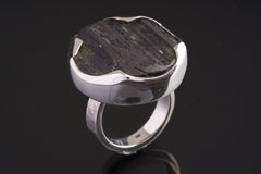 Adjustable Black Tourmaline Sterling Silver Ring: Protective Charm