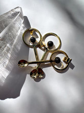 Volcanic Obsidian Spice Spoon Necklace: Gold Plated Brass Pendant
