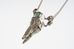 Himalayan Emerald Quartz Pendant: Oxidized Sterling Silver Tourmaline Necklace