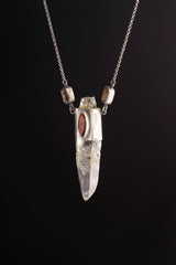 Himalayan Quartz Pendant: Red Kyanite, Dravite, Oxidized Sterling Silver
