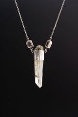 Quartz Emerald Garnet Necklace 925 Sterling Silver Raw Crystal Pendant Heart Crown Chakra Gift