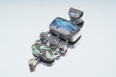 Oxidized Sterling Silver Gemstone Pendant: Australian Opal, Labradorite, Turquoise, Moonstone