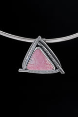 Oxidized Sterling Silver Rhodochrosite Pendant: Heart Chakra Healing