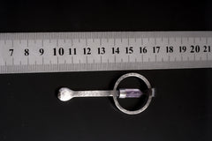 Amethyst Generator sterling silver ritual spoon shown beside a ruler for scale with solid cast silver body.