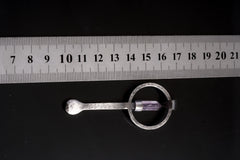 Amethyst Generator sterling silver ritual spoon shown beside a ruler for scale with solid cast silver body.