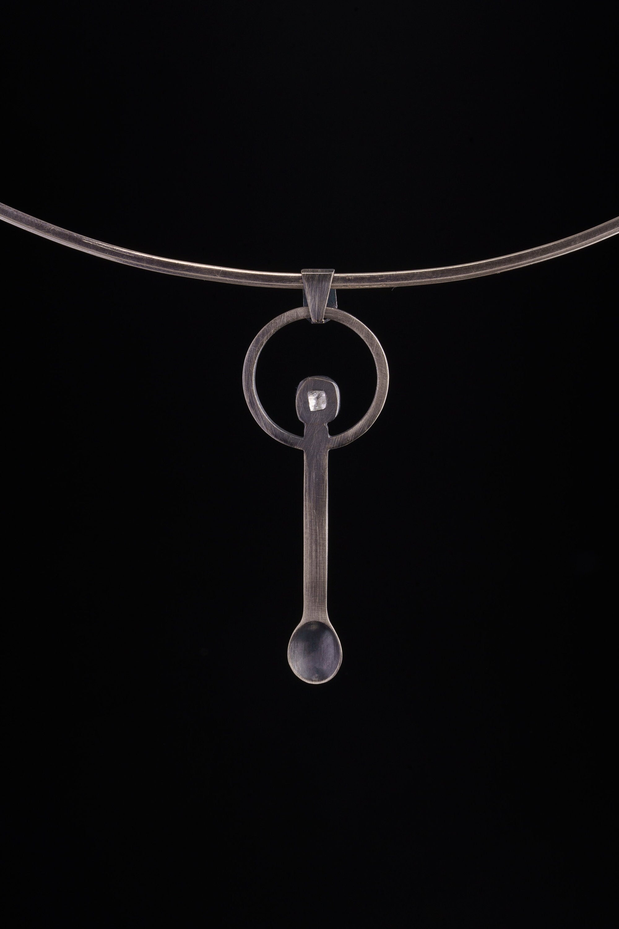 Himalayan Laser Quartz Spoon Pendant 925 Sterling Silver Cast Fairy Spoon Necklace Crown Chakra Healing Gift