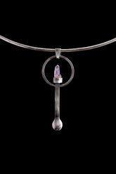 Twin Vera Cruz Amethyst - Ceremonial Spoon - 925 Cast Silver - Oxidised Brush Textured