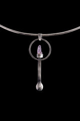 Twin Vera Cruz Amethyst - Ceremonial Spoon - 925 Cast Silver - Oxidised Brush Textured