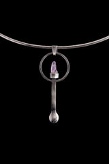 Twin Vera Cruz Amethyst - Ceremonial Spoon - 925 Cast Silver - Oxidised Brush Textured
