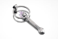 Twin Vera Cruz Amethyst - Ceremonial Spoon - 925 Cast Silver - Oxidised Brush Textured
