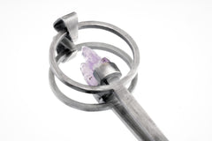 Twin Vera Cruz Amethyst - Ceremonial Spoon - 925 Cast Silver - Oxidised Brush Textured