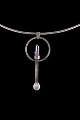Double Terminated Vera Cruz Amethyst - Ceremonial Spoon - 925 Cast Silver - Oxidised Brush Textured