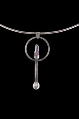 Double Terminated Vera Cruz Amethyst - Ceremonial Spoon - 925 Cast Silver - Oxidised Brush Textured