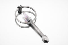 Double Terminated Vera Cruz Amethyst spoon pendant shown on white background with solid 925 sterling silver and pale purple crystal.