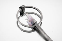 Double Terminated Vera Cruz Amethyst - Ceremonial Spoon - 925 Cast Silver - Oxidised Brush Textured