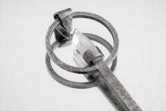 Close-up of Vera Cruz Lemurian Quartz spoon showing brush-textured sterling silver and delicate clear laser crystal.
