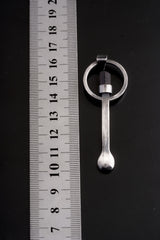 Black Tourmaline Spoon Necklace: Oxidized Sterling Silver Crystal Pendant