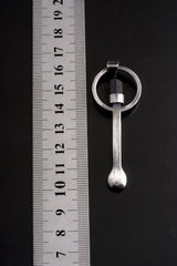 Black Tourmaline Spoon Necklace: Oxidized Sterling Silver Crystal Pendant