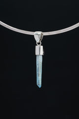 Aqua Aura Quartz & Raw Amethyst Pendant: Sterling Silver Healing Necklace