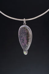 Oxidized Sterling Silver Pendant: Balsa Ruby, Ethiopian Opal Sun Ray Design