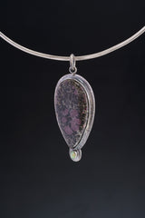 Oxidized Sterling Silver Pendant: Balsa Ruby, Ethiopian Opal Sun Ray Design
