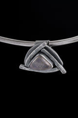 Golden Rutile Quartz Triangle Pendant: Oxidized Sterling Silver, Solar Plexus Chakra