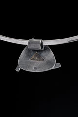 Golden Rutile Quartz Triangle Pendant: Oxidized Sterling Silver, Solar Plexus Chakra