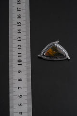 Oxidized Sterling Silver Tiger Eye Pendant: Textured Triangle Amulet