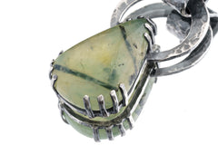 Peridot with Black Rutile & Blue Moonstone - Oxidised Hammered Sterling Silver - Claw Set Pendant