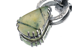 Blue Moonstone Peridot Pendant 925 Sterling Silver Oxidized Claw Necklace Third Eye Heart Chakra Gift
