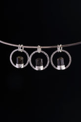 Himalayan Tourmaline Sterling Silver Pendant: Textured Halo Ring