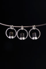 Himalayan Tourmaline Sterling Silver Pendant: Textured Halo Ring