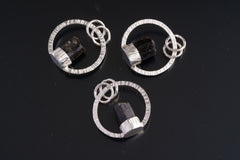 Himalayan Tourmaline Sterling Silver Pendant: Textured Halo Ring