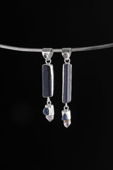 Celestial Earth Quartet silver pendants shown as a limited collection with Blue Moonstone and crystal drops.
