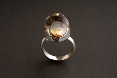 Ancient Crystallized Shell Sterling Silver Ring: Adjustable Size 5-12