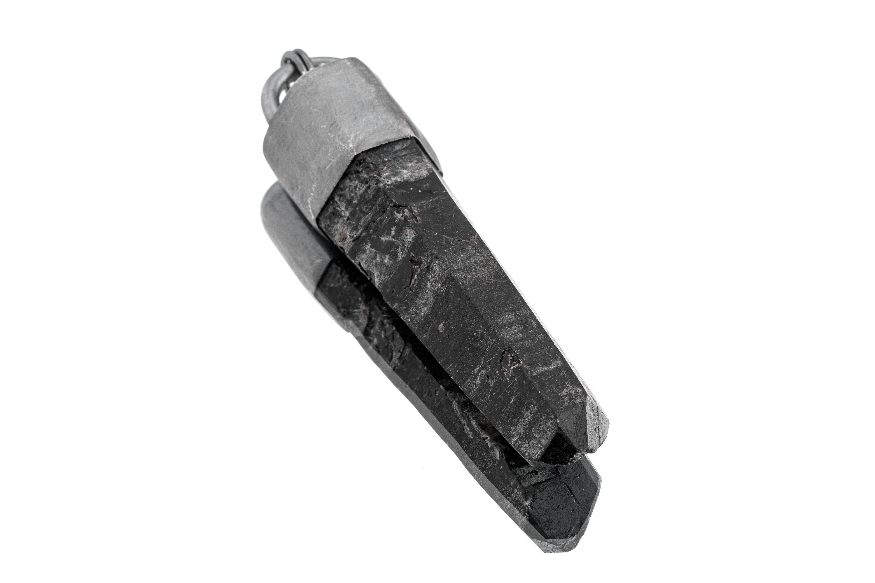 Himalayan Lemurian Smoky Quartz Pendant: Oxidized Sterling Silver, Handmade