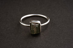 Gem Green Tourmaline Sterling Silver Ring with Pink Core - Size 6 1/4