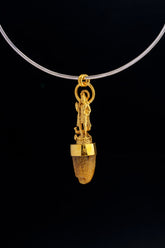 Gold Plated Shiva Talisman Pendant: Cow Horn Spiritual Jewelry