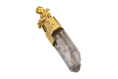 Gold-Plated Monkey Talisman Pendant: Lemurian Quartz, Crown Chakra