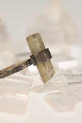 Torrington Treasure: Textured & Oxidised Sterling Silver Ring with Raw Australian Aquamarine - Size 5 - NO/6