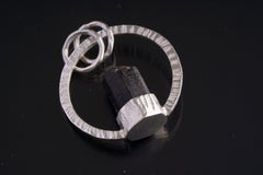Himalayan Tourmaline Sterling Silver Pendant: Textured Halo Ring
