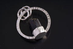 Himalayan Tourmaline Sterling Silver Pendant: Textured Halo Ring