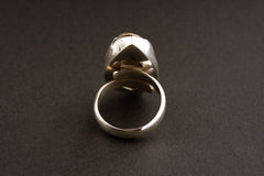 Ancient Crystallized Shell Sterling Silver Ring: Adjustable Size 5-12