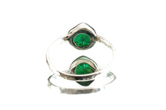 Raw Australian Emerald Ring 925 Sterling Silver Hammered Stack Band Heart Chakra Taurus Gemini Cancer Gift Size 5 US