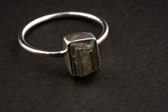 Gem Green Tourmaline Sterling Silver Ring with Pink Core - Size 6 1/4